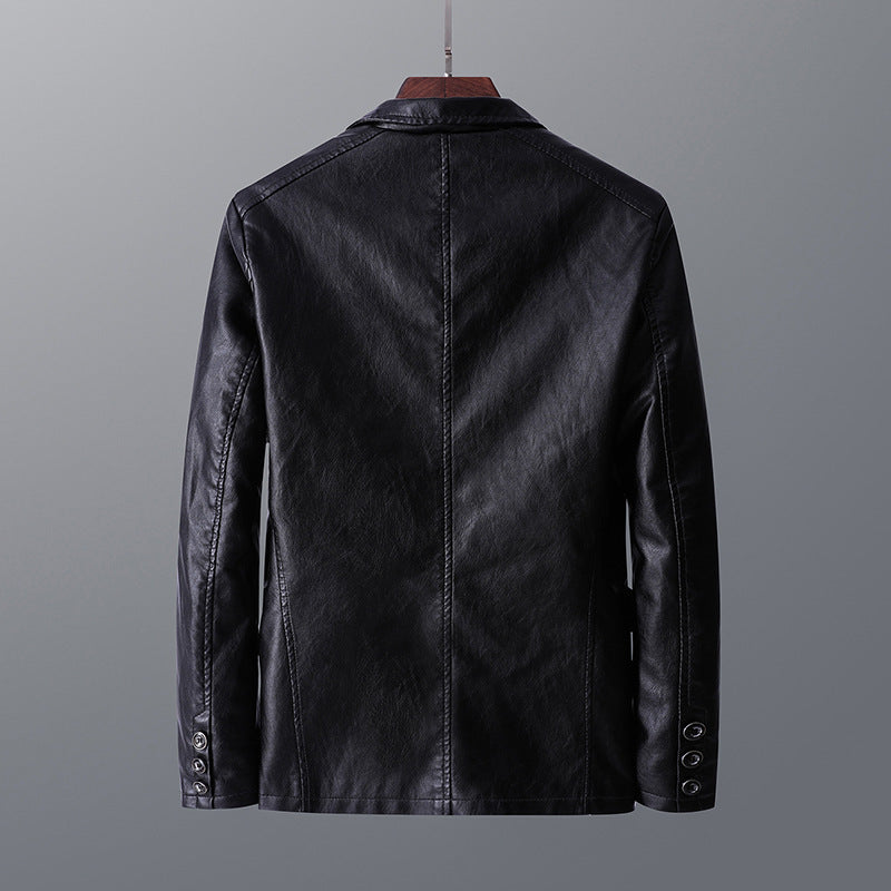 Men’s Leather Lapel Jacket – Thin Autumn & Winter Coat for Stylish Casual Wear LONDYN UPBRINGING