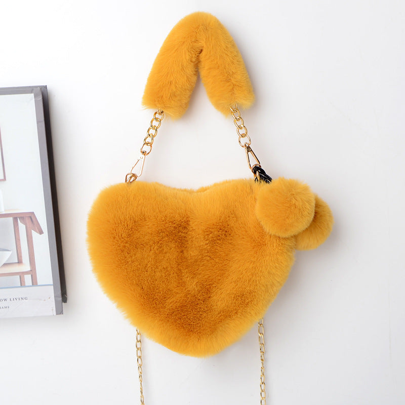 Women’s Love Plush Handbag – Soft Furry Shoulder Bag for Valentine’s Day & Party Outfits LONDYN UPBRINGING