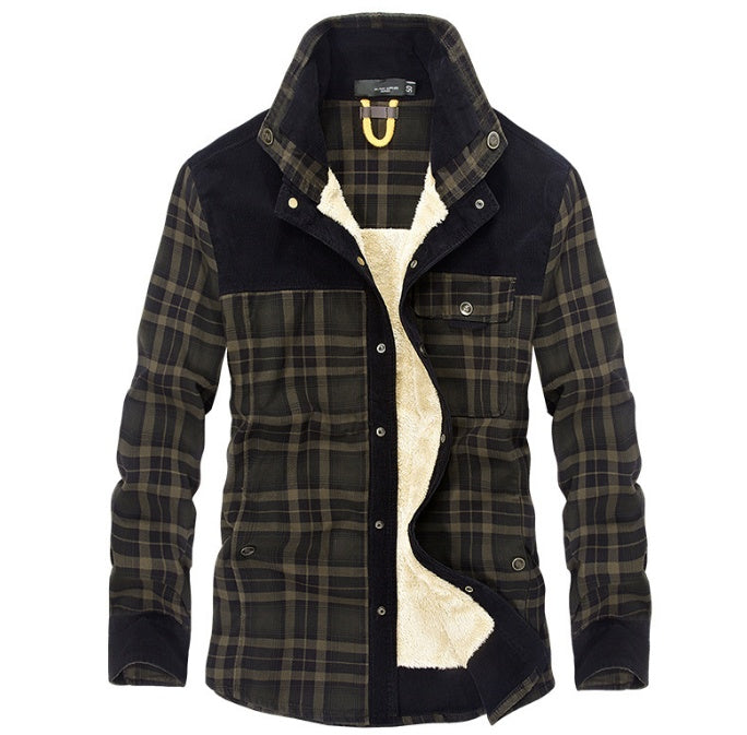 Men’s Thicken Winter Jacket – Warm Fleece & Cotton Plaid Coat for Outdoor Comfort & Military-Style Fashion LONDYN UPBRINGING