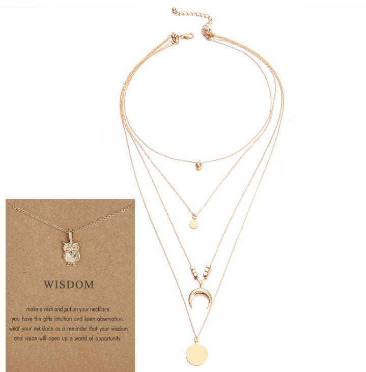Multi-layer Moon Pendant Necklaces for Women Bohemian Wafer Elegant Necklace LONDYN UPBRINGING