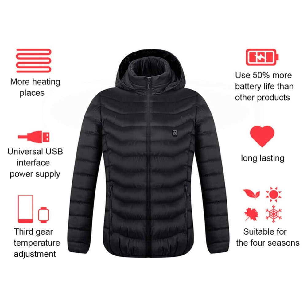 Men’s USB Heated Jacket – Electric Cotton Thermal Coat with Heating Vest for Winter Warmth & Outdoor Comfort LONDYN UPBRINGING