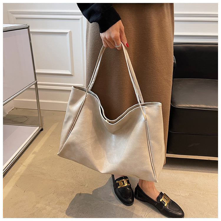 Vintage-Style Leather Tote Bag | Women's Large Capacity Casual Shoulder Bag LONDYN UPBRINGING