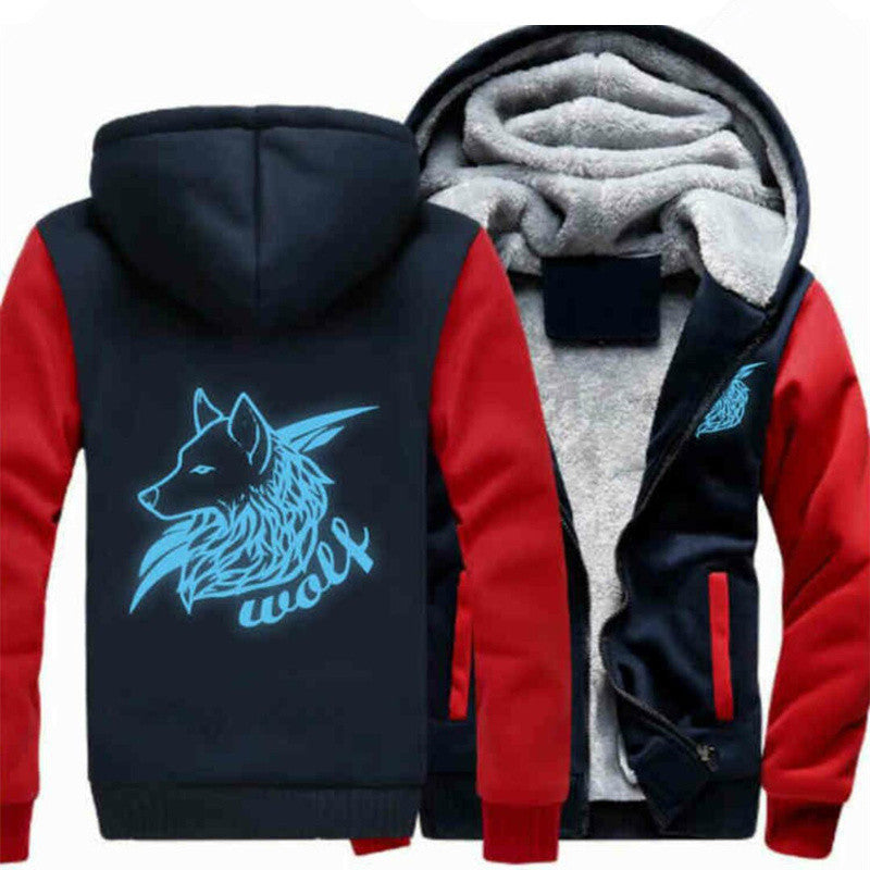 Men’s & Women’s Luminous Wolf Hoodie – Thick Printed Jacket for Warm & Stylish Nightwear LONDYN UPBRINGING