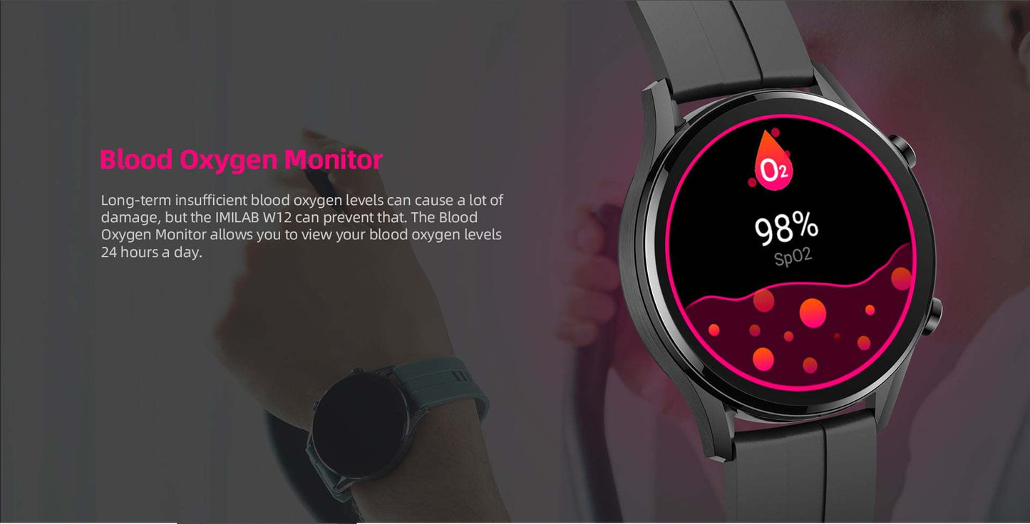IMILAB W12 Smart Watch – Bluetooth Sports Fitness Tracker with Heart Rate Monitor, IP68 Waterproof for Men & Women LONDYN UPBRINGING