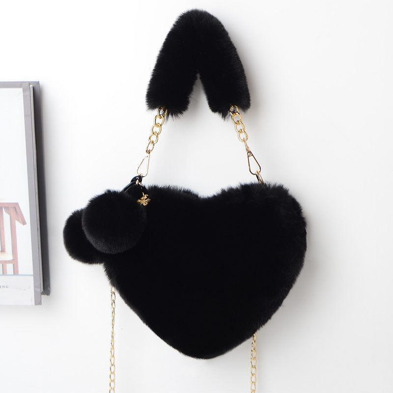 Women’s Love Plush Handbag – Soft Furry Shoulder Bag for Valentine’s Day & Party Outfits LONDYN UPBRINGING