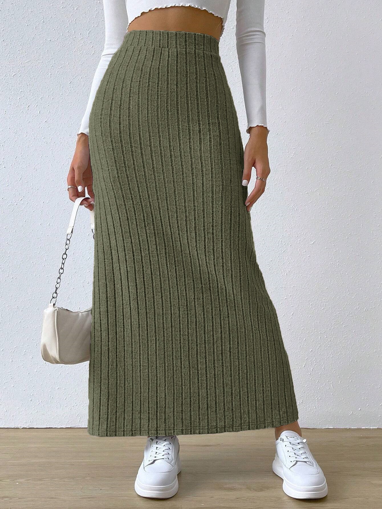 Knitted Maxi Skirt for Women | Spring High-Waist with Side Slit LONDYN UPBRINGING