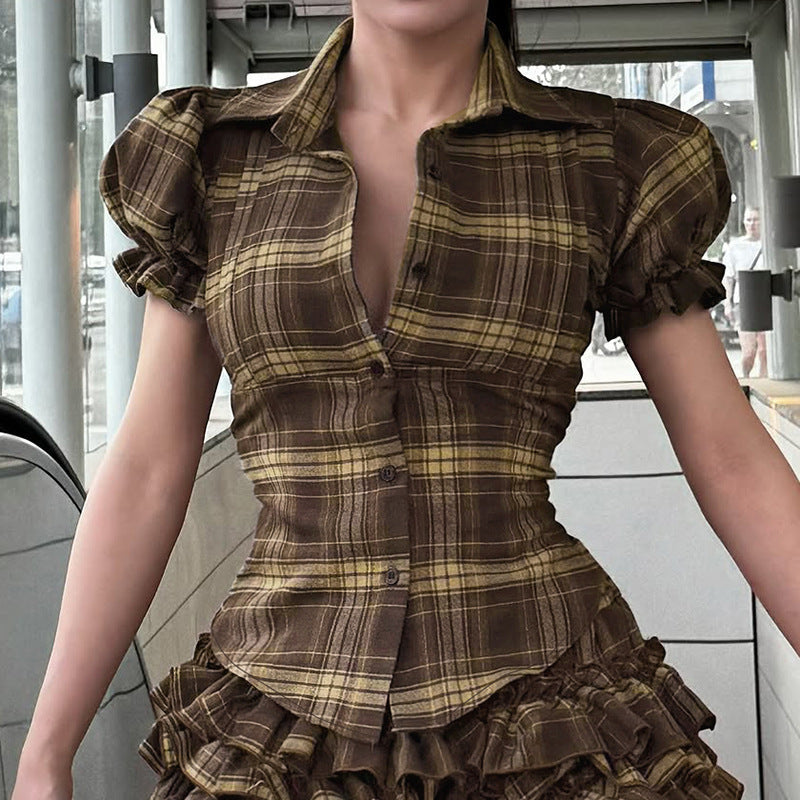 Plaid Pleated Mini Skirt with Tulle Tutu Underlay - College Style, High-Waist, Slim-Fit LONDYN UPBRINGING