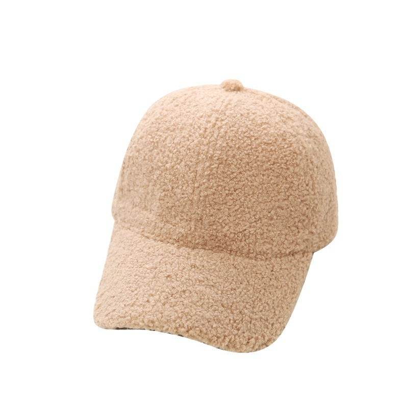 Women's Korean Style Lambswool Baseball Cap | Warm Solid Color Winter Dad Hat LONDYN UPBRINGING