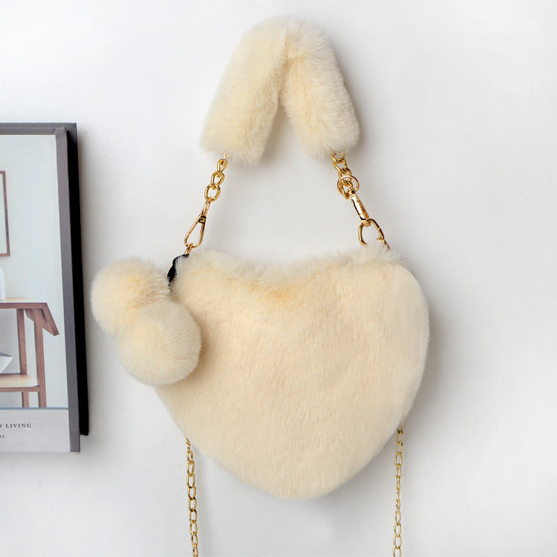 Women’s Love Plush Handbag – Soft Furry Shoulder Bag for Valentine’s Day & Party Outfits LONDYN UPBRINGING