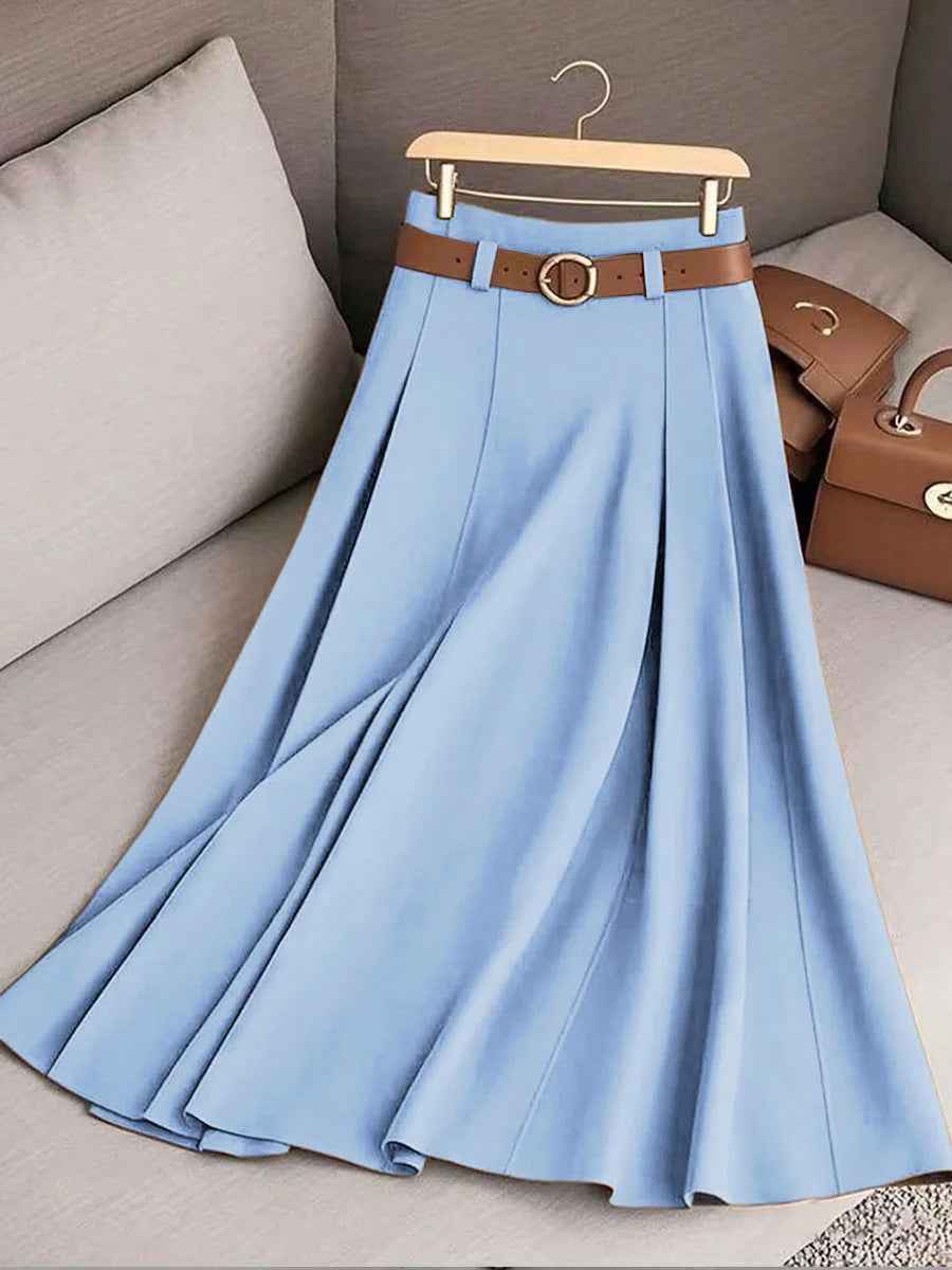 Women's Casual Pleated A-Line Skirt - Custom Print Ready, High-Waist, Comfortable Knit LONDYN UPBRINGING