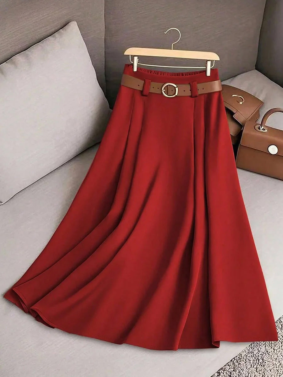 Women's Casual Pleated A-Line Skirt - Custom Print Ready, High-Waist, Comfortable Knit LONDYN UPBRINGING