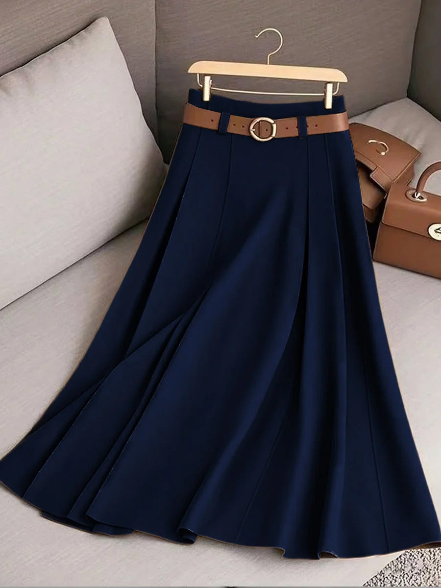 Women's Casual Pleated A-Line Skirt - Custom Print Ready, High-Waist, Comfortable Knit LONDYN UPBRINGING