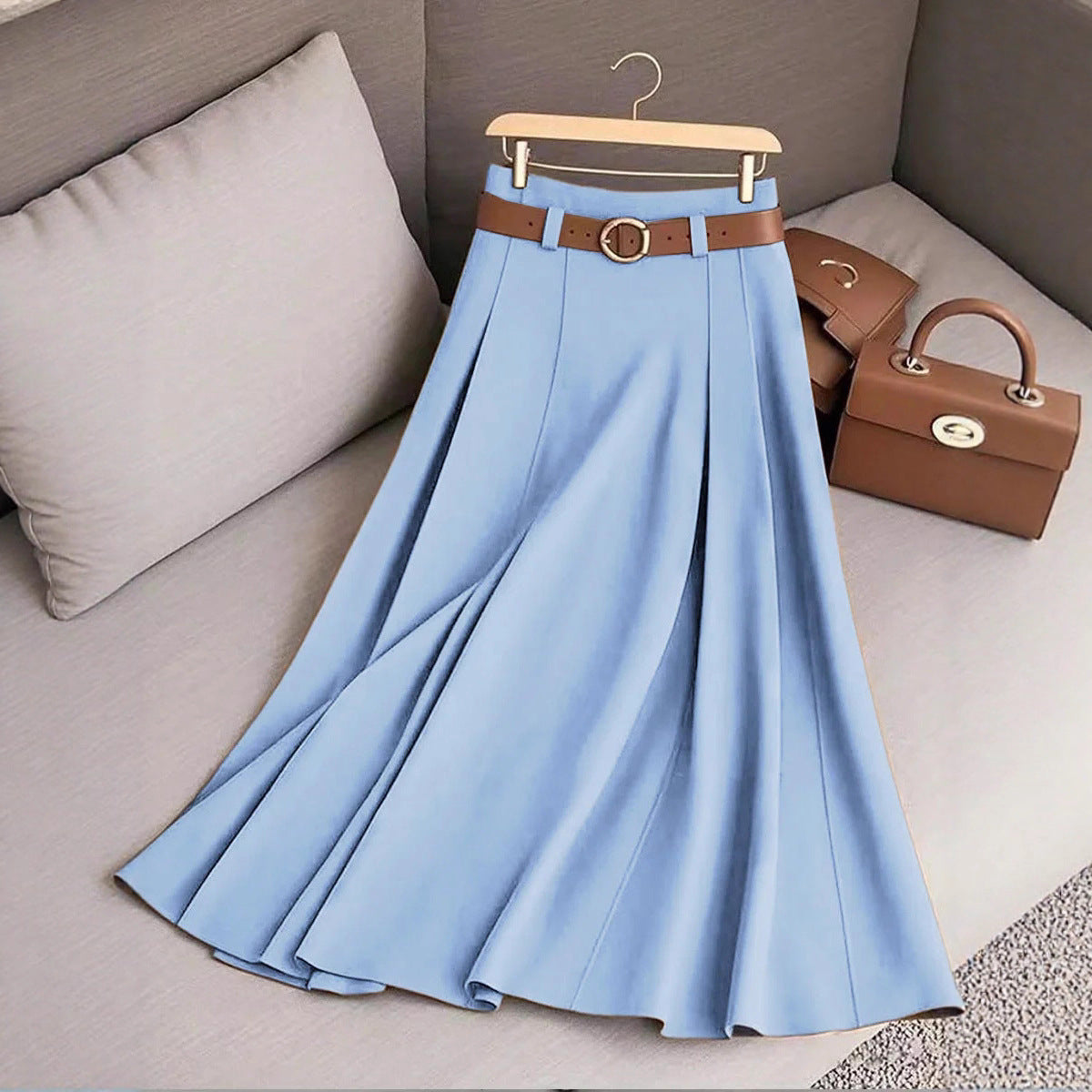 Women's Casual Pleated A-Line Skirt - Custom Print Ready, High-Waist, Comfortable Knit LONDYN UPBRINGING
