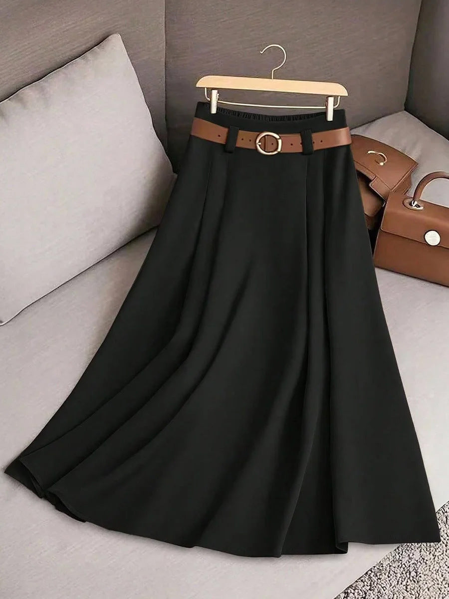Women's Casual Pleated A-Line Skirt - Custom Print Ready, High-Waist, Comfortable Knit LONDYN UPBRINGING