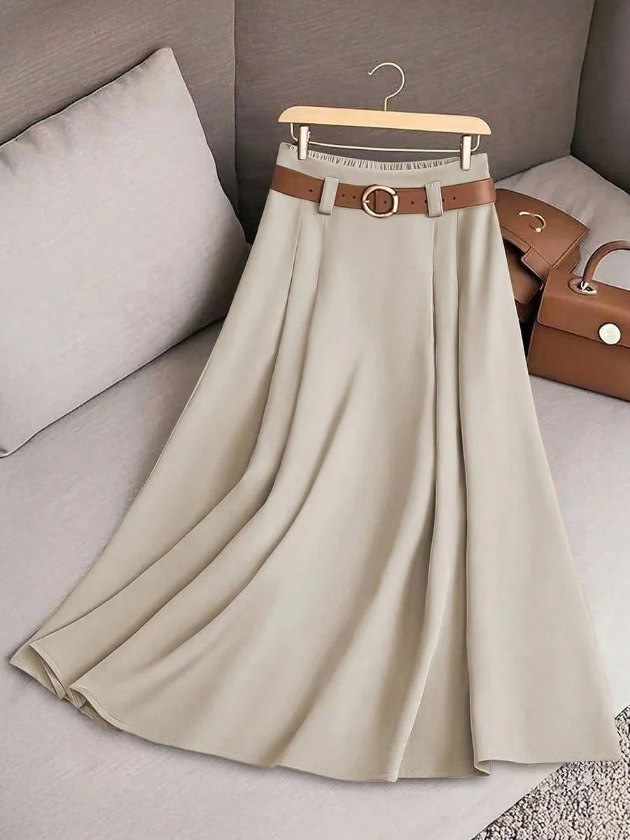 Women's Casual Pleated A-Line Skirt - Custom Print Ready, High-Waist, Comfortable Knit LONDYN UPBRINGING