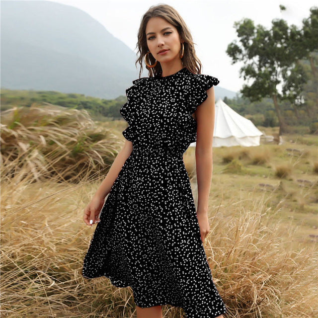 Women's Polkadot Chiffon Maxi Dress for Summer LONDYN UPBRINGING
