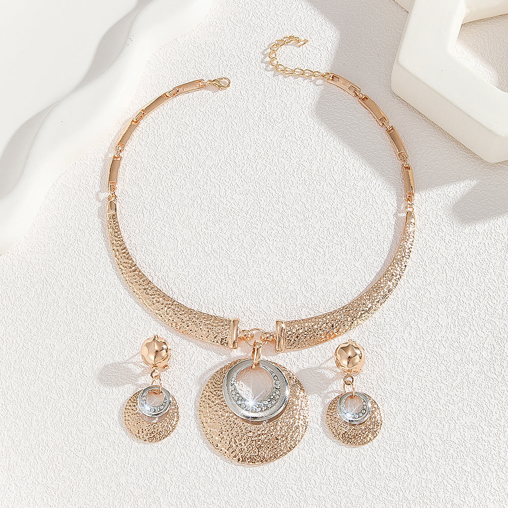 Metal Circle Necklace And Earrings Suite Women LONDYN UPBRINGING