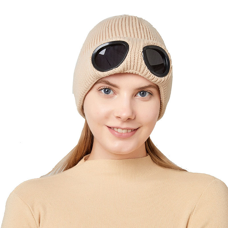Unisex Knit Beanie with Built-in Windproof Goggles | Warm Wool Ear Protection Cap LONDYN UPBRINGING
