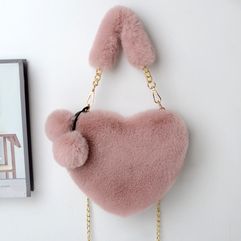 Women’s Love Plush Handbag – Soft Furry Shoulder Bag for Valentine’s Day & Party Outfits LONDYN UPBRINGING