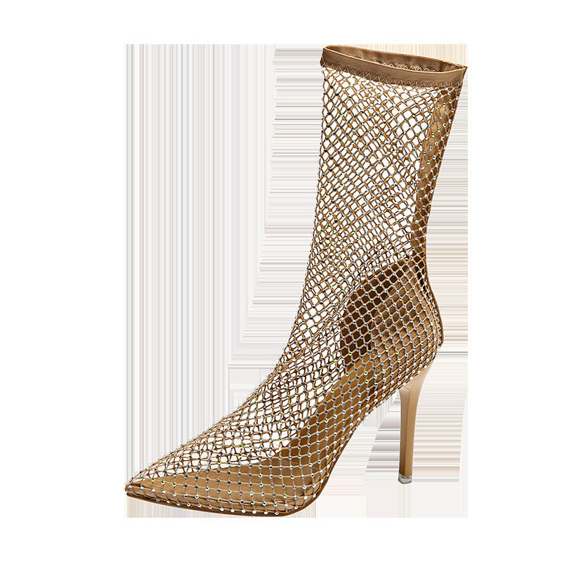 Women's Pointed Toe Mesh High Heel Sandals: Net Fabric Stiletto Dress Heels LONDYN UPBRINGING