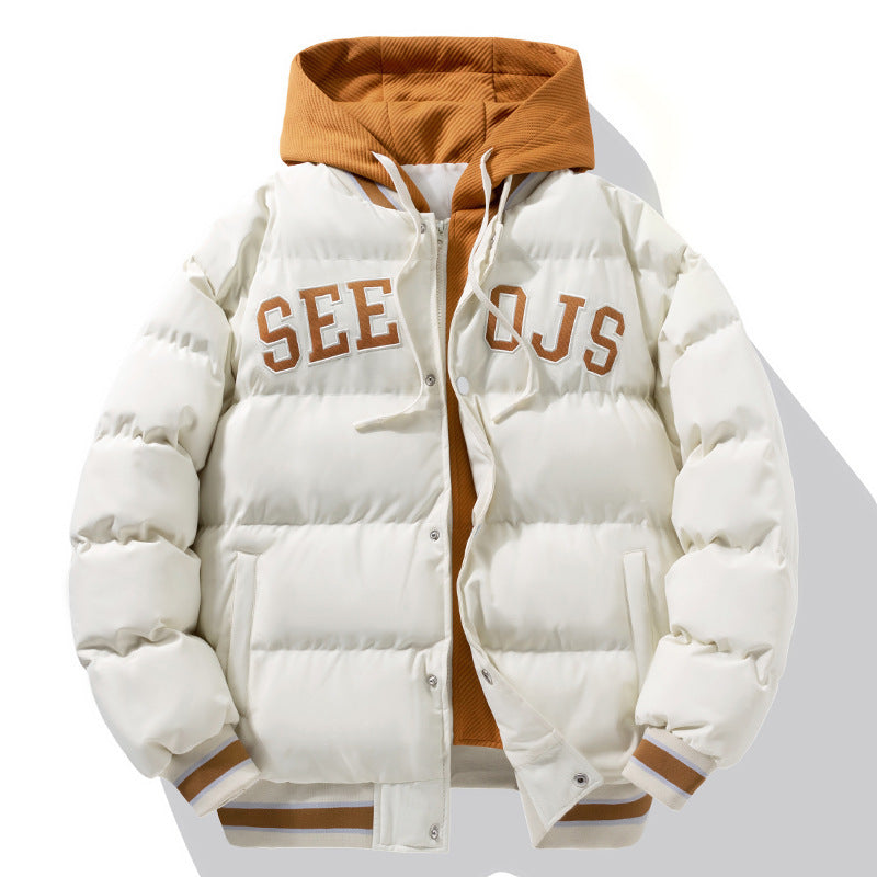 Men’s Fashion Letter Hooded Coat – Warm Cotton Winter Jacket with Zipper for Teens & Adults LONDYN UPBRINGING
