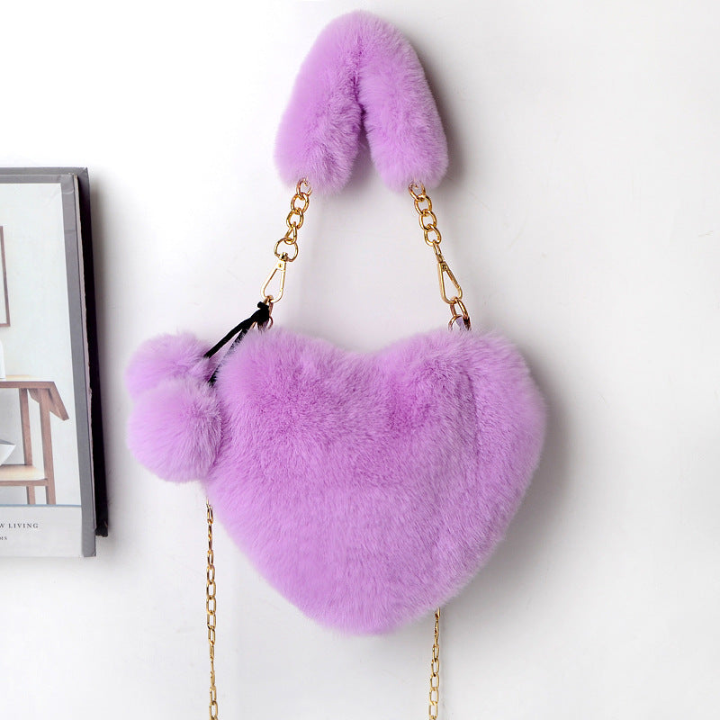 Women’s Love Plush Handbag – Soft Furry Shoulder Bag for Valentine’s Day & Party Outfits LONDYN UPBRINGING