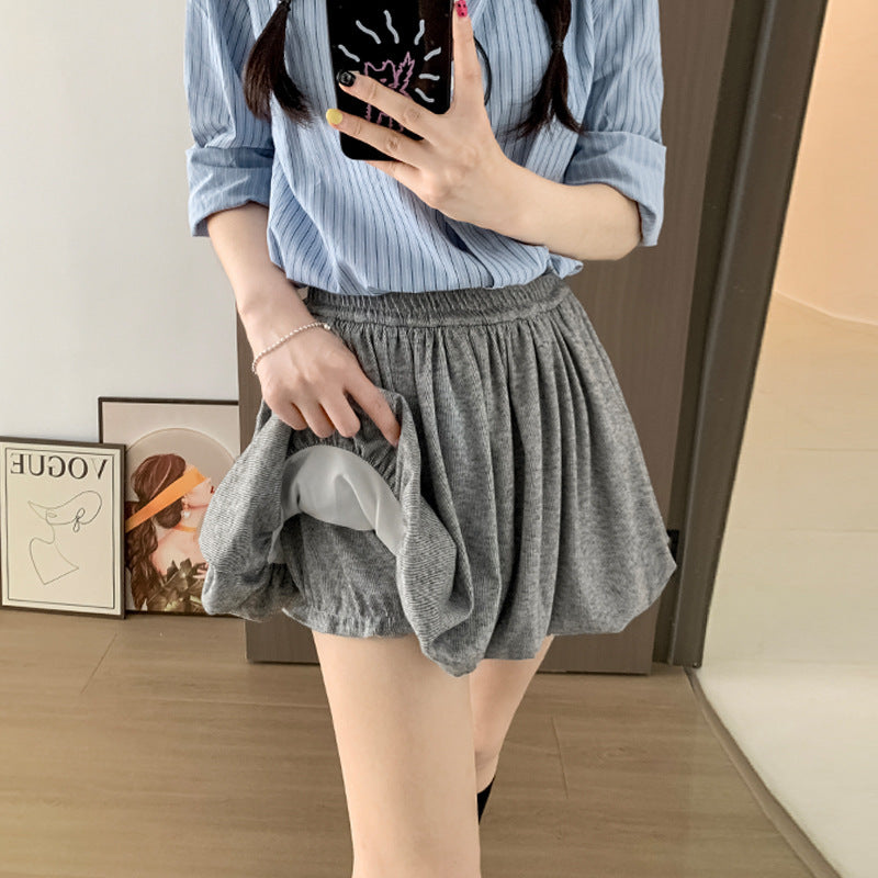 Women's High Waist Ruffle Bubble Skirt | Textured Crimp Gathered Slimming Mini/Midi LONDYN UPBRINGING