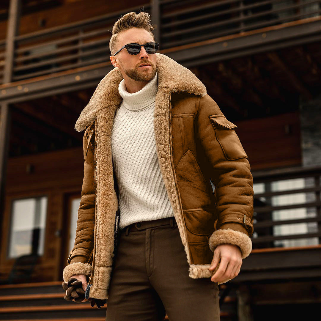 Men’s Military Fleece Jacket – Warm Tactical Coat with Fur Collar for Winter Outdoor Wear LONDYN UPBRINGING
