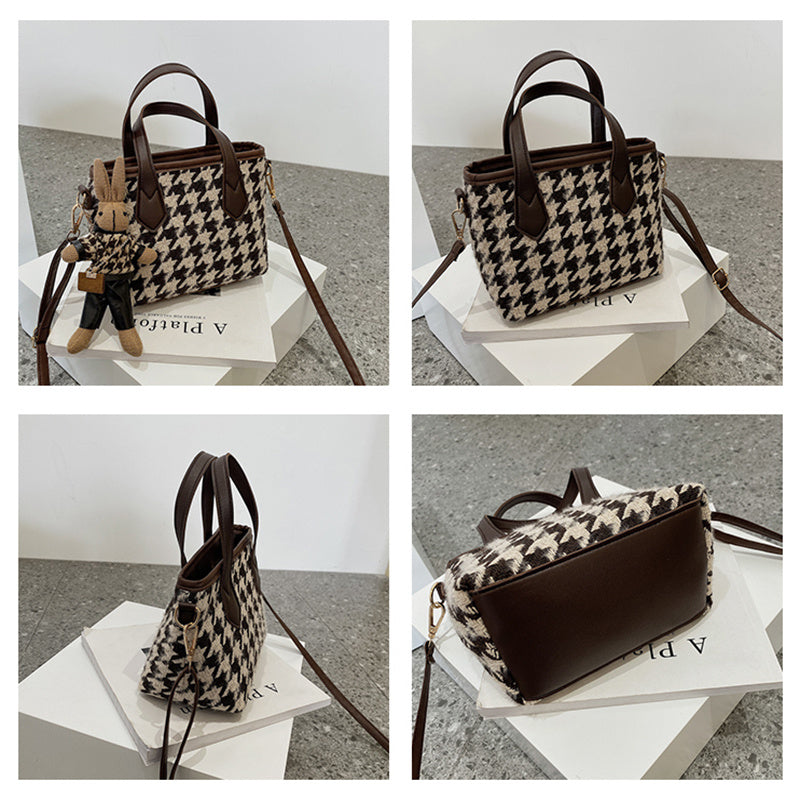Fashion Houndstooth Shoulder Bag for Women – Stylish Checkerboard Handbag & All-Match Tote Messenger Bag LONDYN UPBRINGING