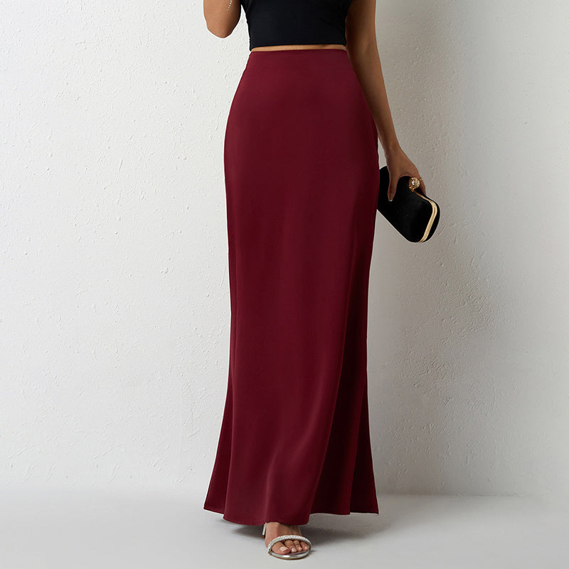 Elegant Satin Flared Midi/Maxi Skirt for Women: High Waist Cocktail & Wedding Guest Attire LONDYN UPBRINGING