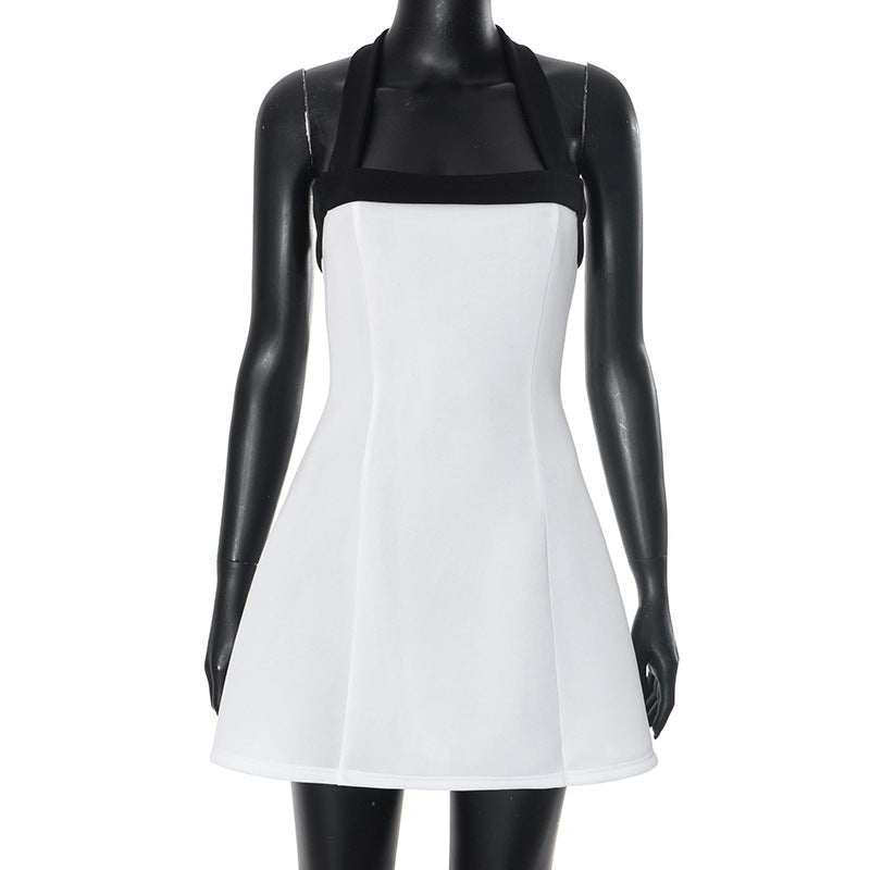 Black & White Mini Dress: Halter Off-Shoulder Y2K Style LONDYN UPBRINGING