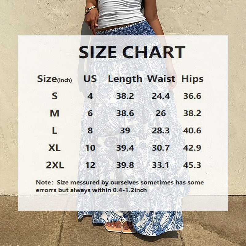 Boho Floral Print Maxi Skirt for Women: Elastic Waist A-Line Long Summer Beach Skirt LONDYN UPBRINGING