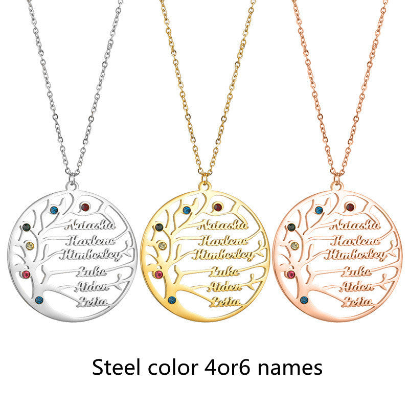 Personalized Golden Tree of Life Name Necklace | Custom Stainless Steel Family Gift LONDYN UPBRINGING