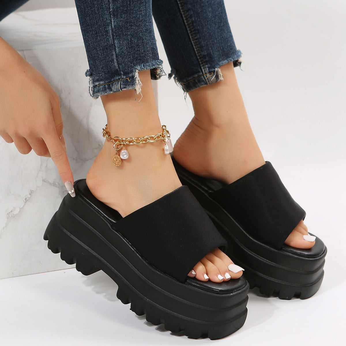 Women's Cow Print Peep Toe Slip-On Sandals: Summer Fashion Flat/Mid High Heel Mules LONDYN UPBRINGING