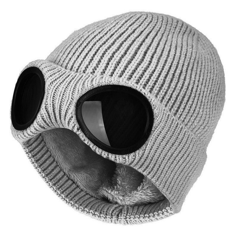 Unisex Knit Beanie with Built-in Windproof Goggles | Warm Wool Ear Protection Cap LONDYN UPBRINGING