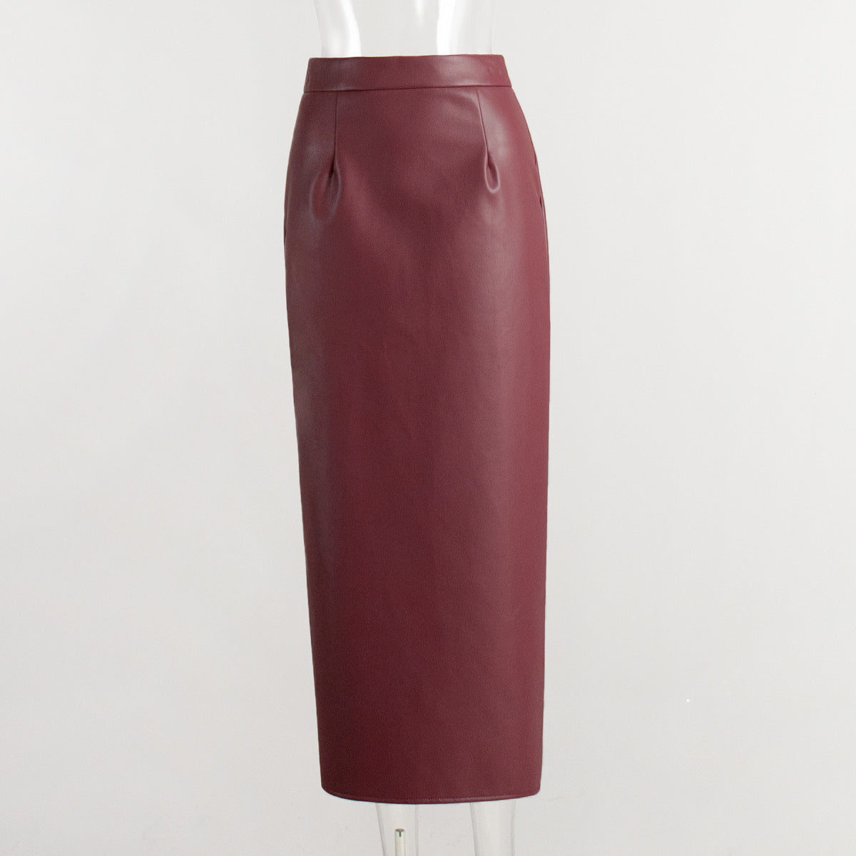 Ankela Red High-Slit Sheath Skirt - Slim Fit, Midi Length, Stretchy Work & Party Wear LONDYN UPBRINGING