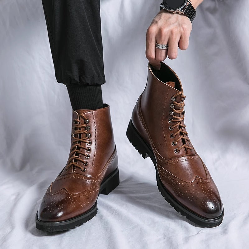 Men’s Fashion Thick-Sole Mid-Top Work Shoes – Durable Casual & Office Footwear LONDYN UPBRINGING