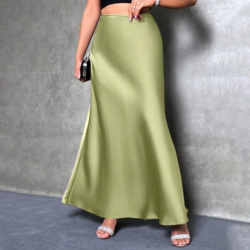 Elegant Satin Flared Midi/Maxi Skirt for Women: High Waist Cocktail & Wedding Guest Attire LONDYN UPBRINGING