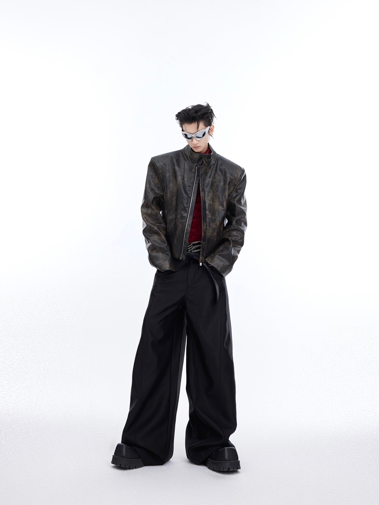 Men’s Short Motorcycle Coat – Stand Collar Biker Jacket for Stylish & Rugged Look LONDYN UPBRINGING