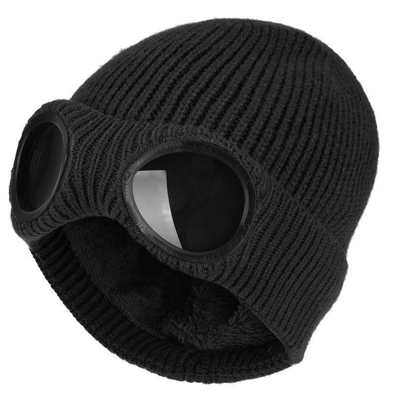 Unisex Knit Beanie with Built-in Windproof Goggles | Warm Wool Ear Protection Cap LONDYN UPBRINGING