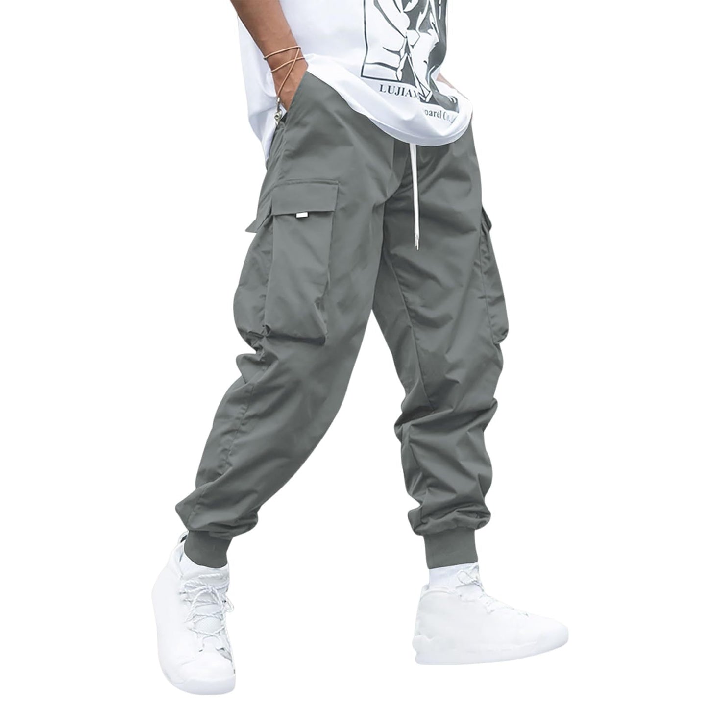 Men’s Multi-Pocket Cargo Pants – Casual Hip-Hop Drawstring Trousers for Outdoor & Streetwear Style LONDYN UPBRINGING
