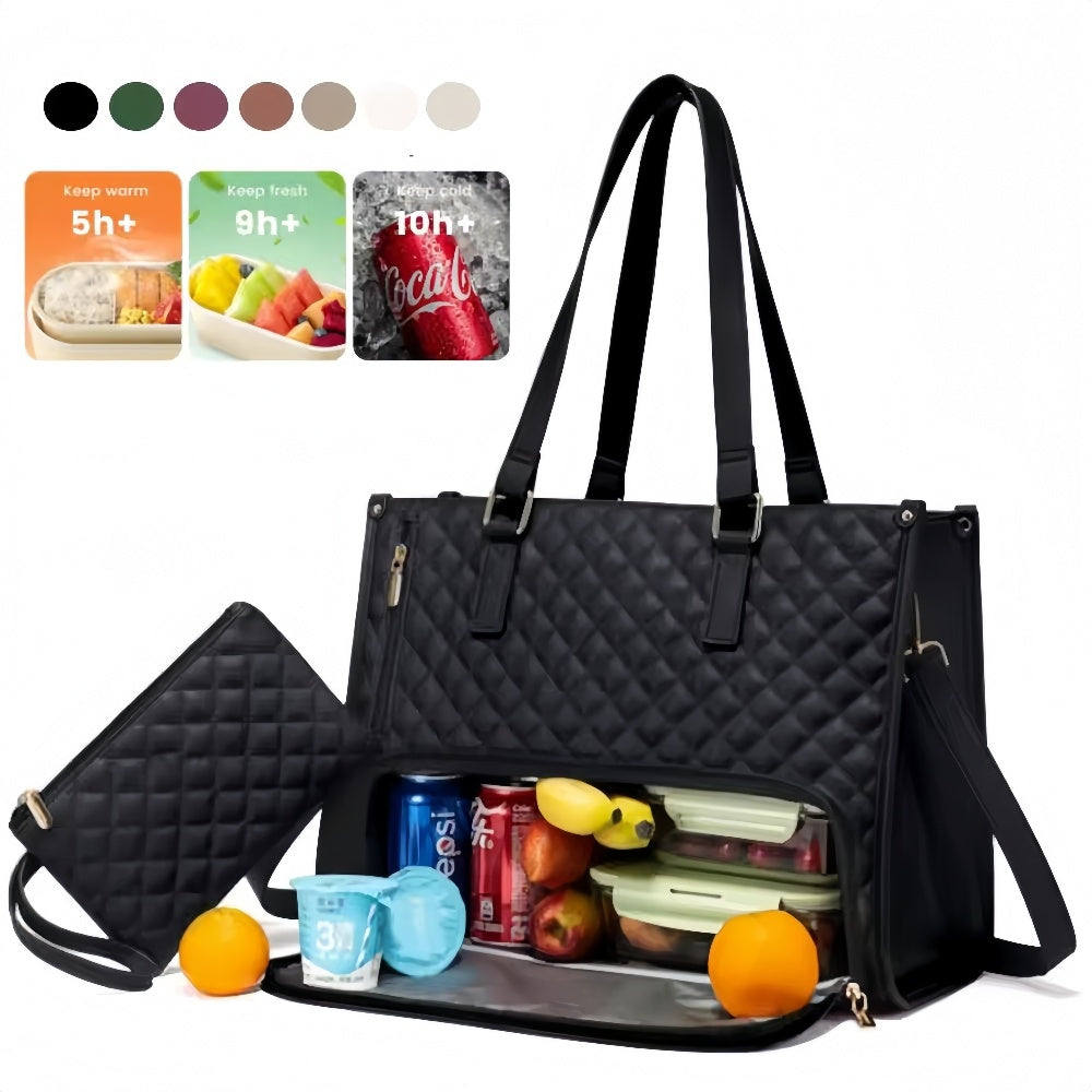 Women’s Insulated Lunch Bag – Leak-Proof Large Purse & Convenient Commuter Tote with Diagonal Strap and Computer Storage LONDYN UPBRINGING