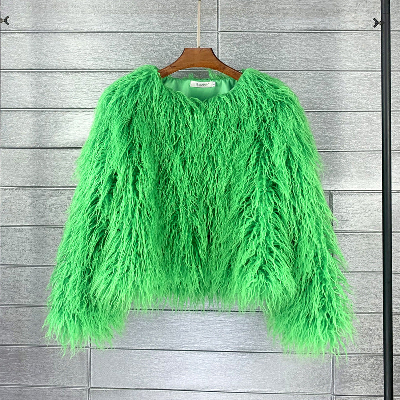 Plus Size Colorful Boho Faux Fur Coat - Women's Shaggy Winter Jacket LONDYN UPBRINGING