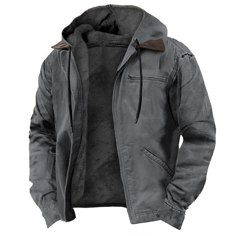 Men’s Winter Hooded Fleece Jacket – Warm Zip-Up Coat with Pockets for Casual Outdoor Comfort LONDYN UPBRINGING