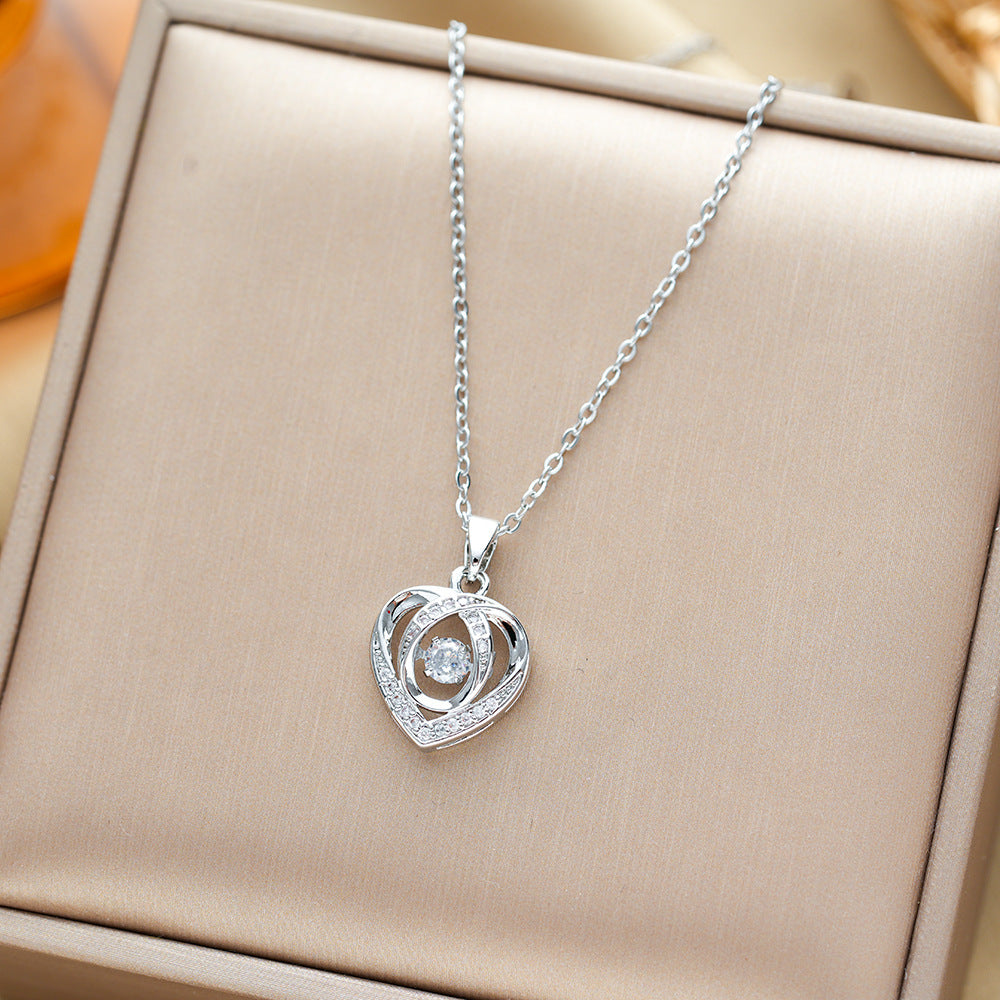 "Dancing Love" Heart Necklace with Rhinestones | Trendy Creative Clavicle Chain for Valentine's Day Gift LONDYN UPBRINGING