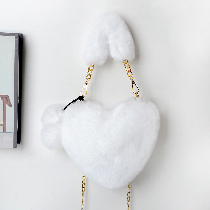 Women’s Love Plush Handbag – Soft Furry Shoulder Bag for Valentine’s Day & Party Outfits LONDYN UPBRINGING