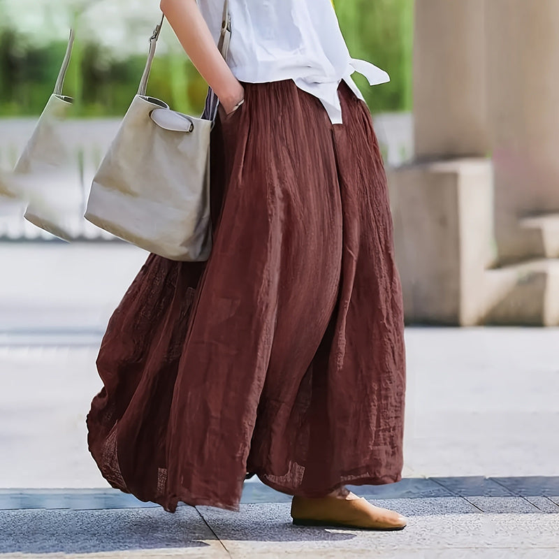 Bohemian Flowy Maxi Skirt for Women: High Waist A-Line Long Skirt with Pockets LONDYN UPBRINGING