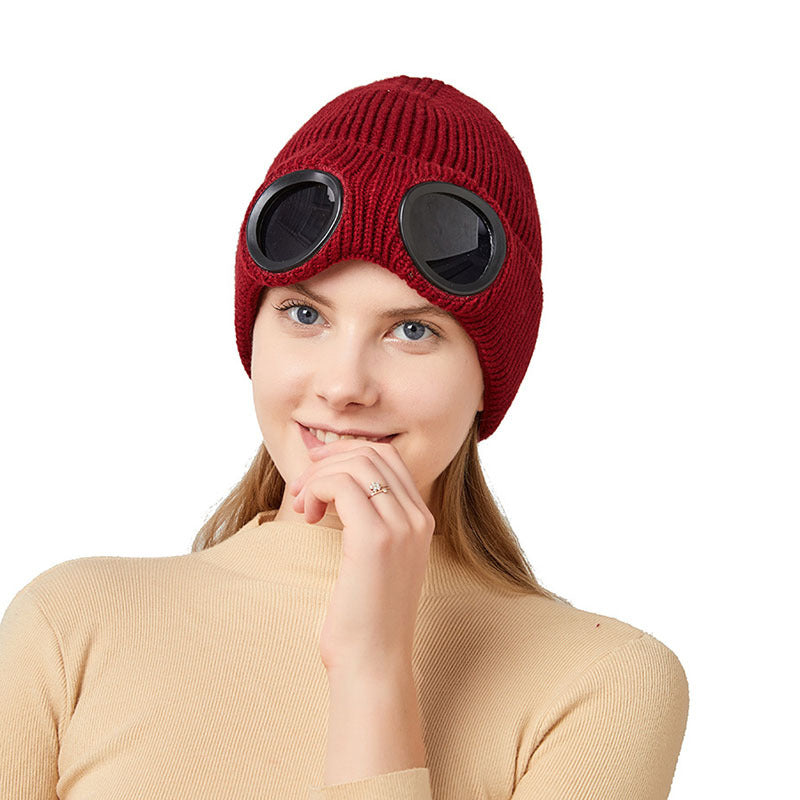 Unisex Knit Beanie with Built-in Windproof Goggles | Warm Wool Ear Protection Cap LONDYN UPBRINGING