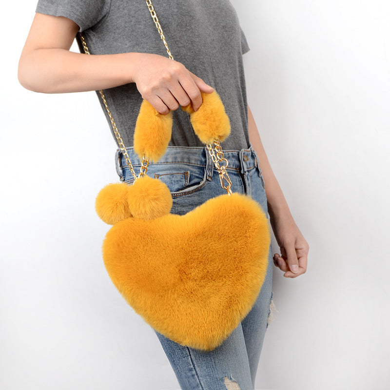 Women’s Love Plush Handbag – Soft Furry Shoulder Bag for Valentine’s Day & Party Outfits LONDYN UPBRINGING
