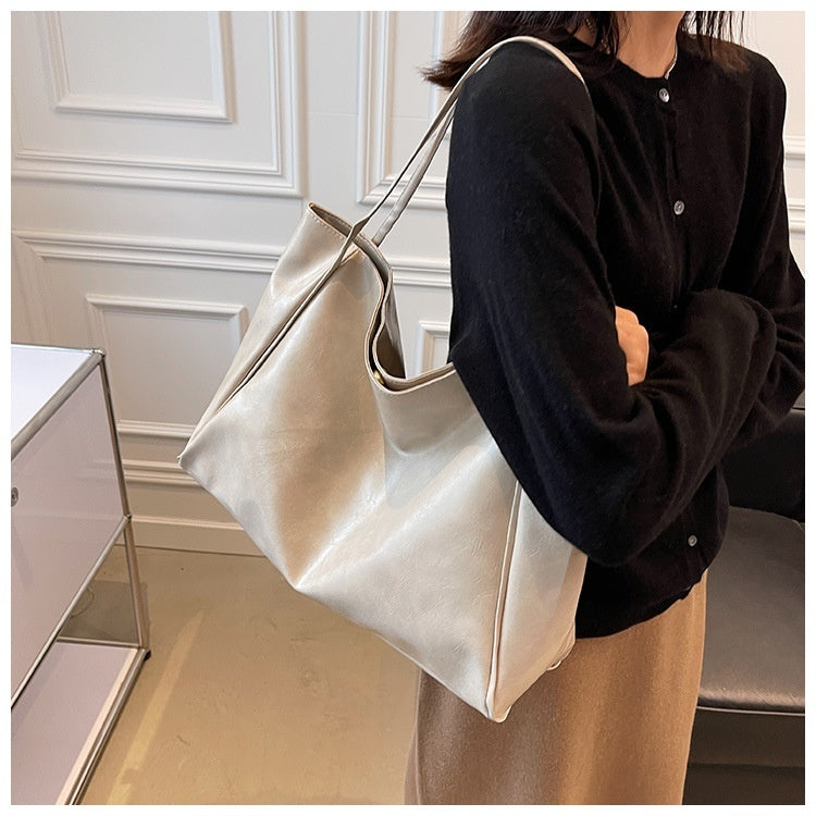 Vintage-Style Leather Tote Bag | Women's Large Capacity Casual Shoulder Bag LONDYN UPBRINGING